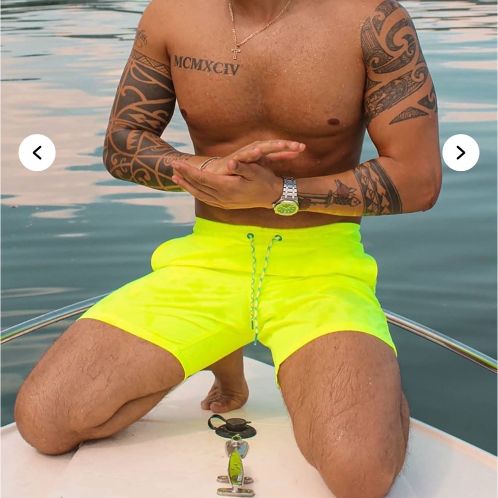 Fashion Nova Yellow Board Shorts Quick-Dry Swimwear